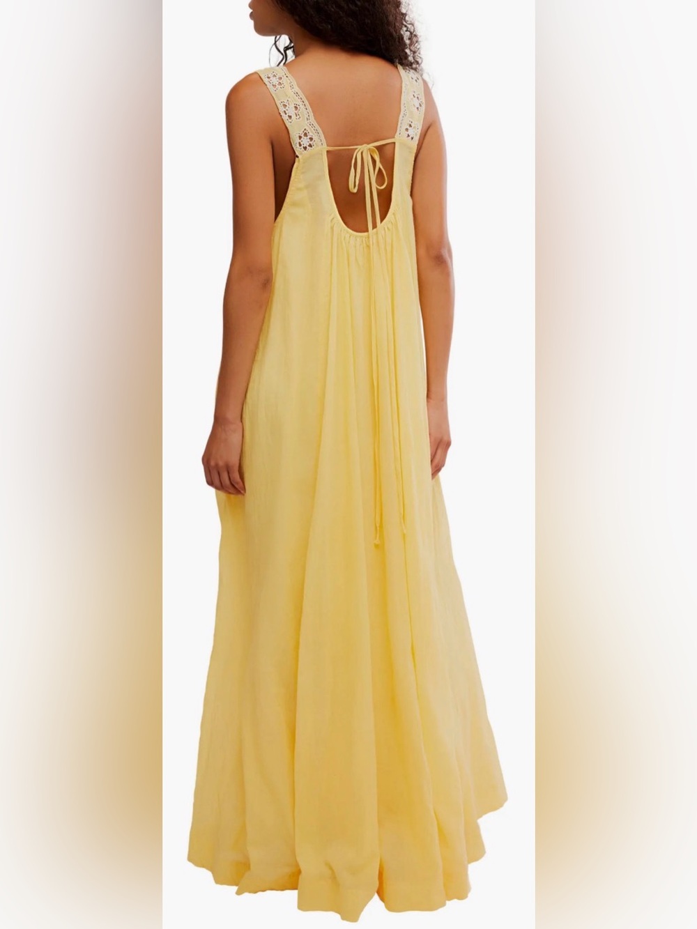 NEW FREE PEOPLE To the Moon cotton yellow boho Midi Dress sz S - Picture 2 of 12